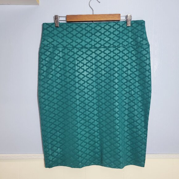 Lularoe Extra Large Shimmer Green Pull On Knee Length Casual Summer Skirt - Picture 1 of 4